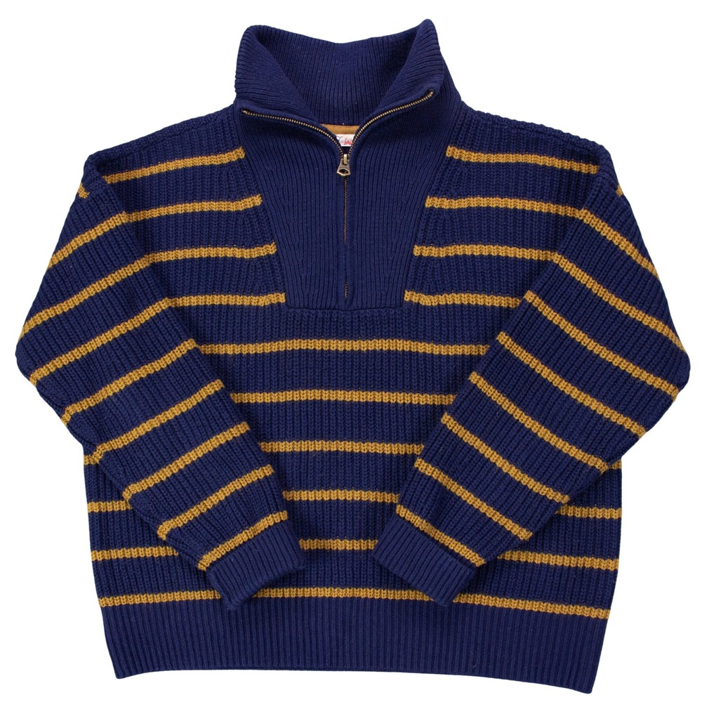 Faherty Mariner Womens S Wool Blend Sweater Lakemont Stripe Navy Organic Cotton